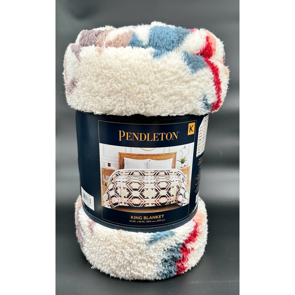 Pendleton Sherpa Fleece King Blanket White Sands NEW PENDLETON Multi Color